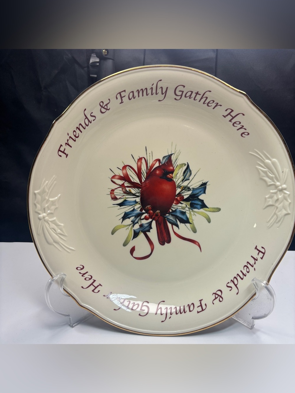 LENOX WINTER GREETINGS 12" Dessert Platter HOLLY Cardinal’s
